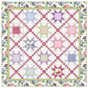 Hydrangeas In The Garden - Starry Lattice Quilt - Free Pattern