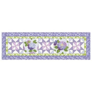 Hydrangeas In The Garden - Patchwork Table Runner - Blue - Free Pattern