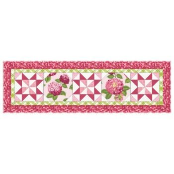 Hydrangeas In The Garden - Patchwork Table Runner - Pink - Free Pattern