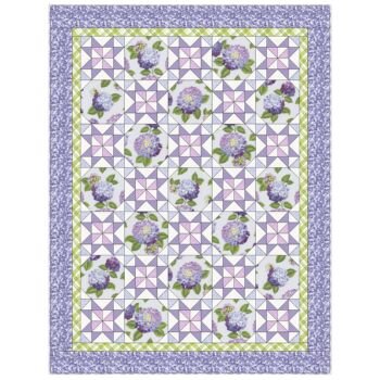 Hydrangeas In The Garden - Patchwork Quilt - Blue - Free Pattern