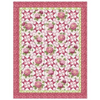 Hydrangeas In The Garden - Patchwork Quilt - Pink - Free Pattern