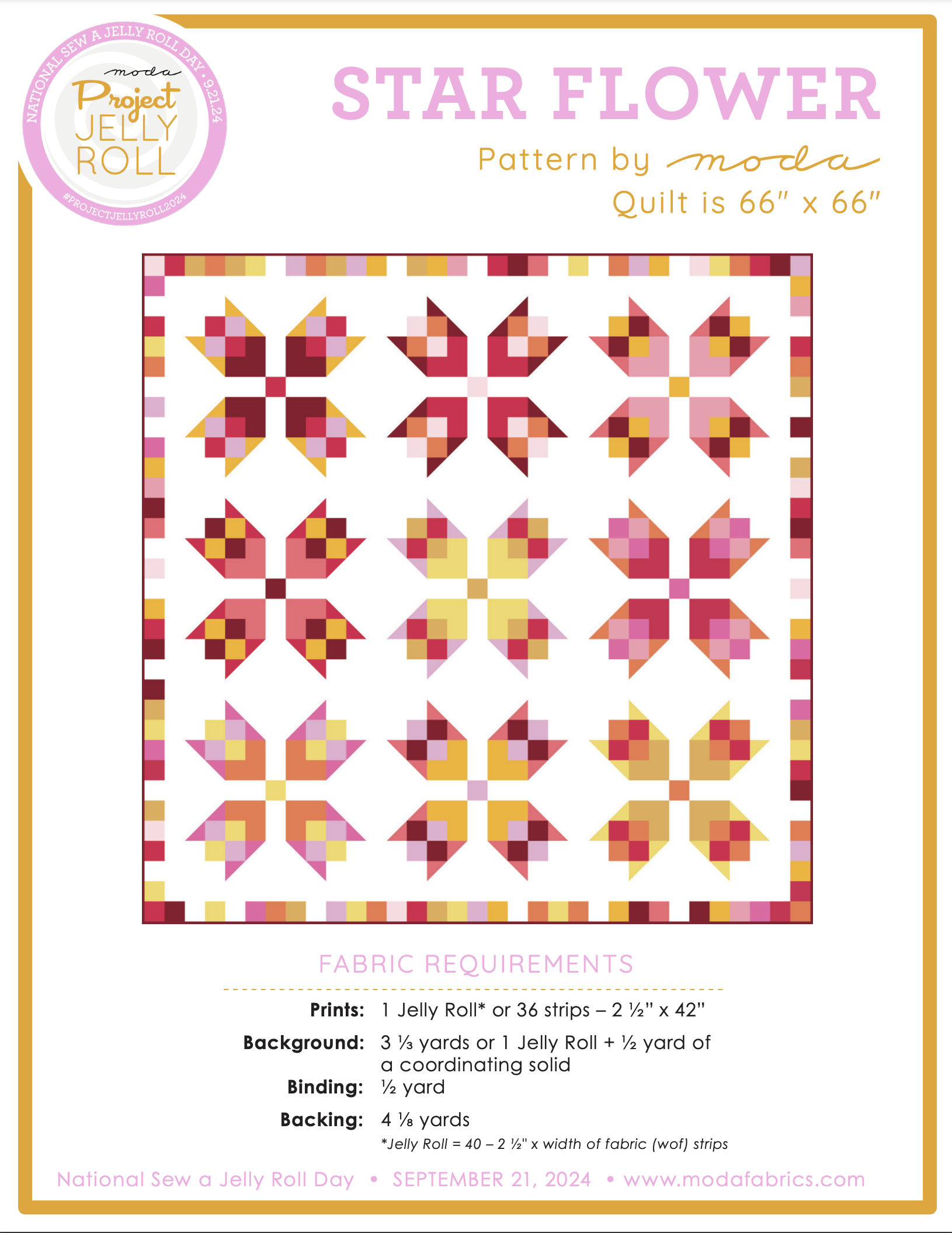 Project Jelly Roll 2024: Star Flower Quilt 