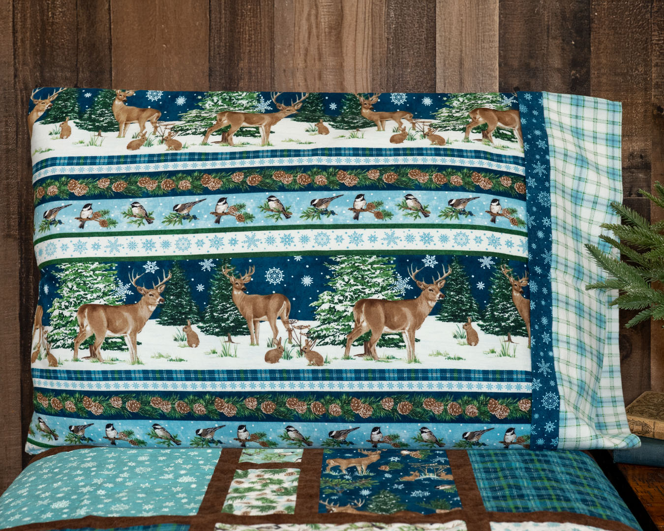 Magic Pillowcase Kit - Woodland Woolies Flannel - Standard Size