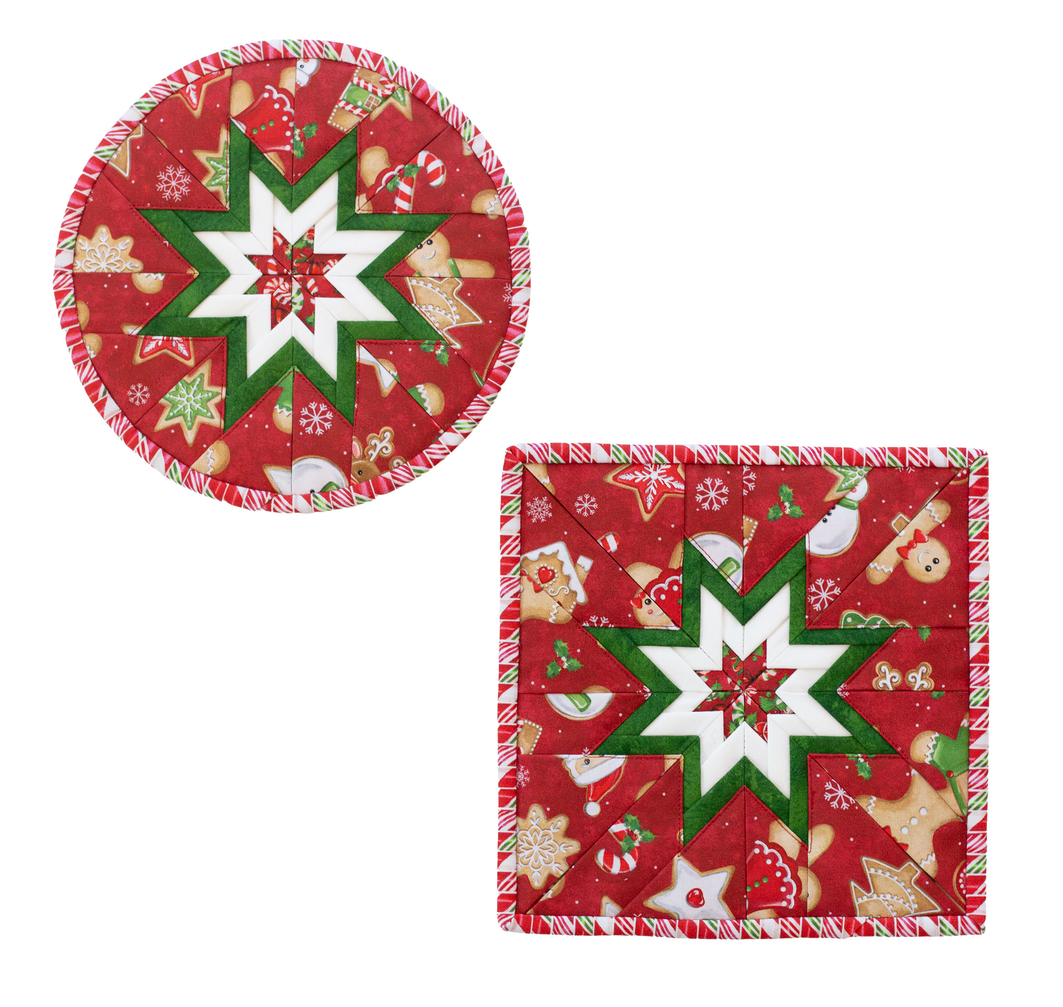 Folded Star Hot Pad Kit - Sugar Coated - Round OR Square - Red