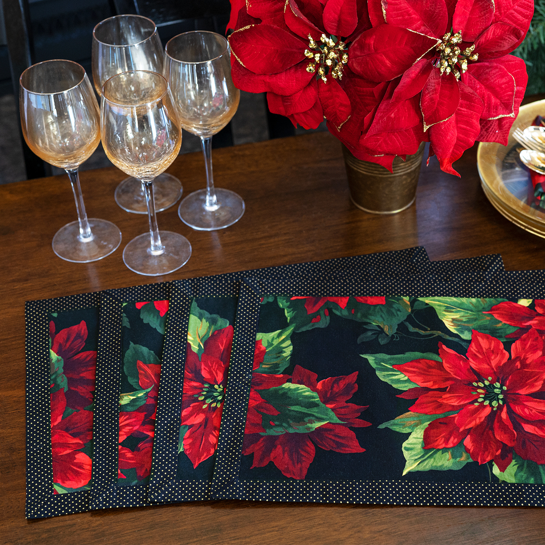 Self-Binding Placemats Kit - Poinsettia - Makes 4